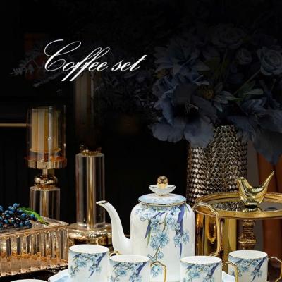 BỘ ẤM CHÉN HỌA TIẾT HOA - VIỀN VÀNG CAO CẤP